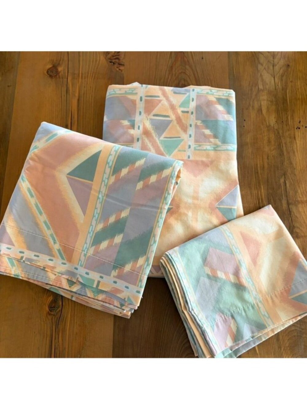 JC Penney Vintage Southwestern Aztec Pastel Queen Sheet Set